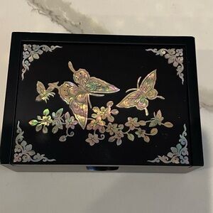 Black Jewelry Box with Mother of Pearl Inlay